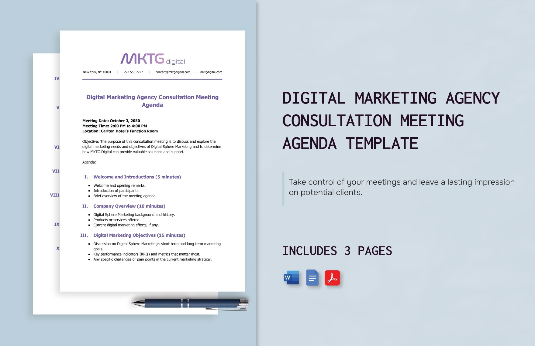 Digital Marketing Agency Consultation Meeting Agenda Template