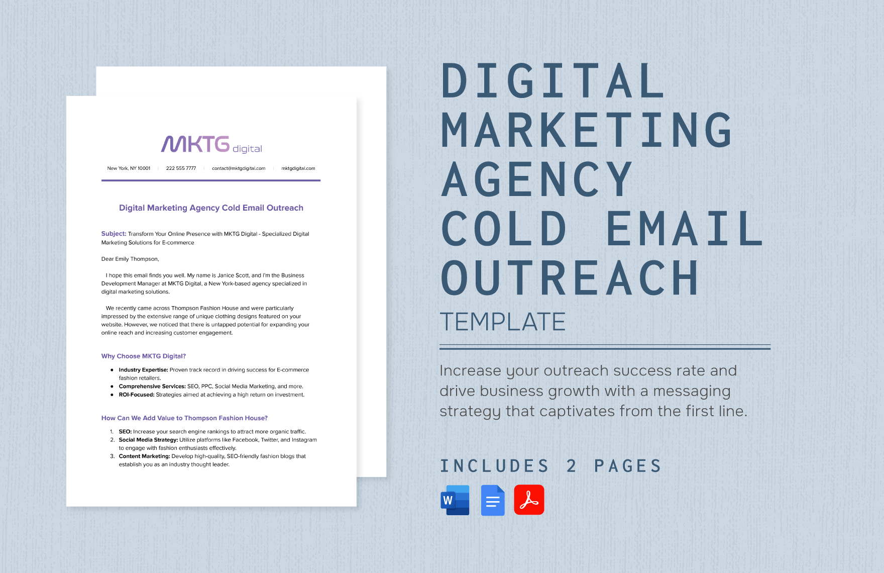 Digital Marketing Agency Cold Email Outreach Template in Word, Google Docs, PDF
