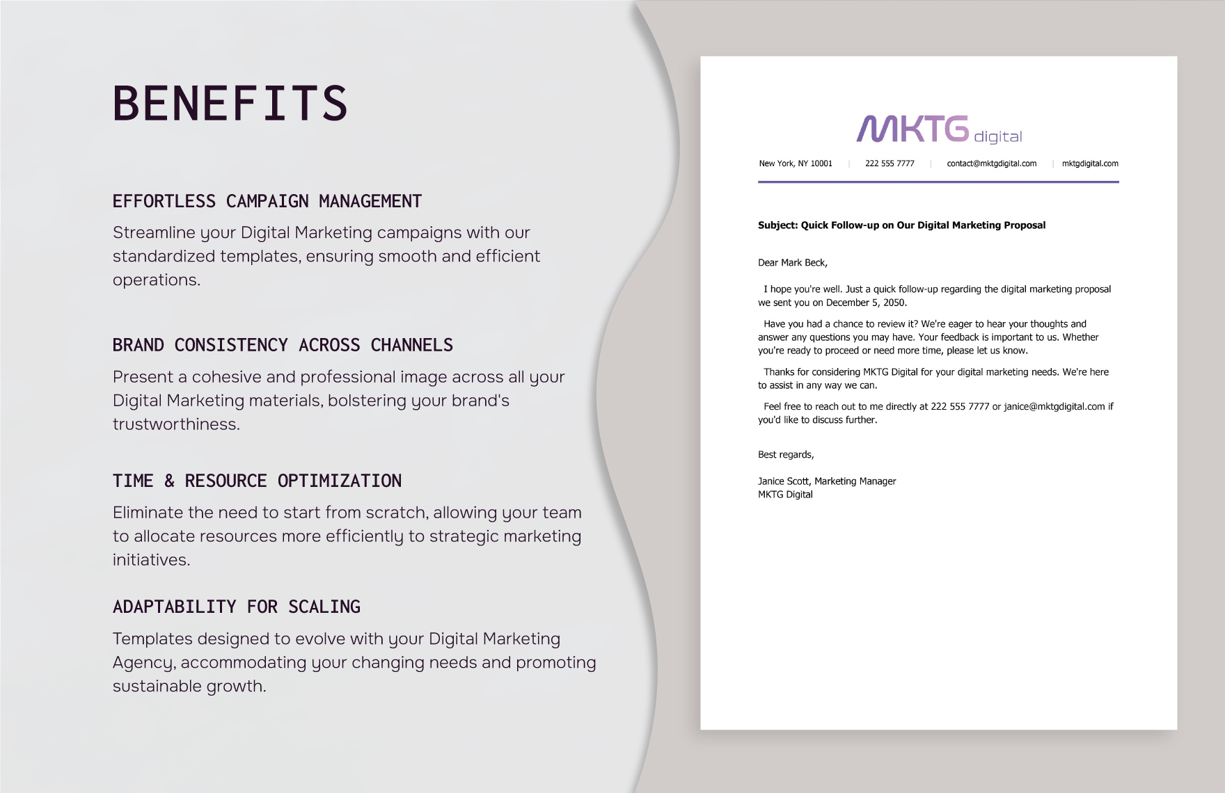 Digital Marketing Agency Proposal Follow-up Email Template