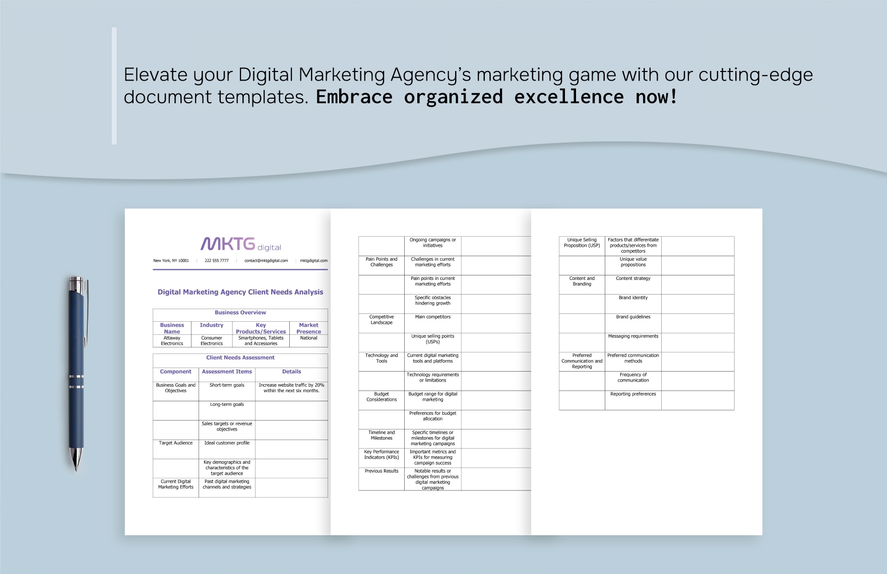 Digital Marketing Agency Client Needs Analysis Template