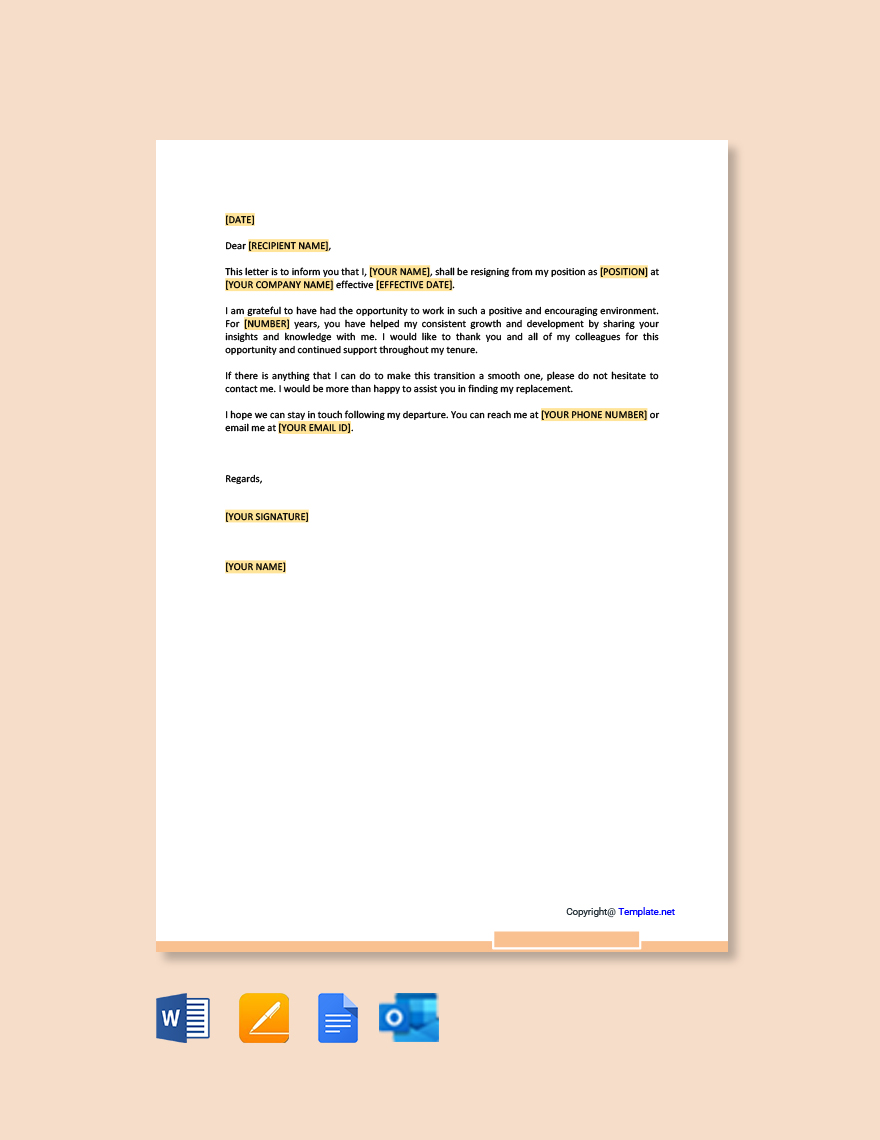 Appreciative Resignation Letter - Download in Word, Google Docs, PDF ...