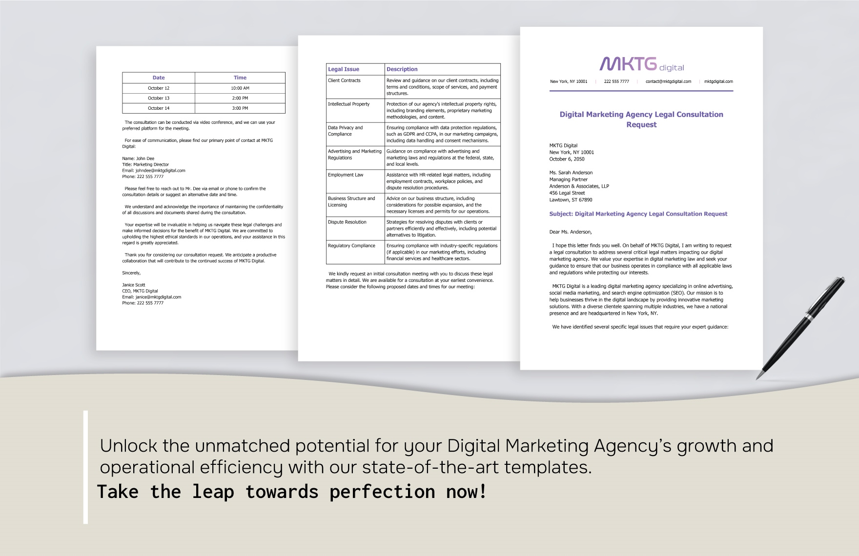 Digital Marketing Agency Legal Consultation Request Template
