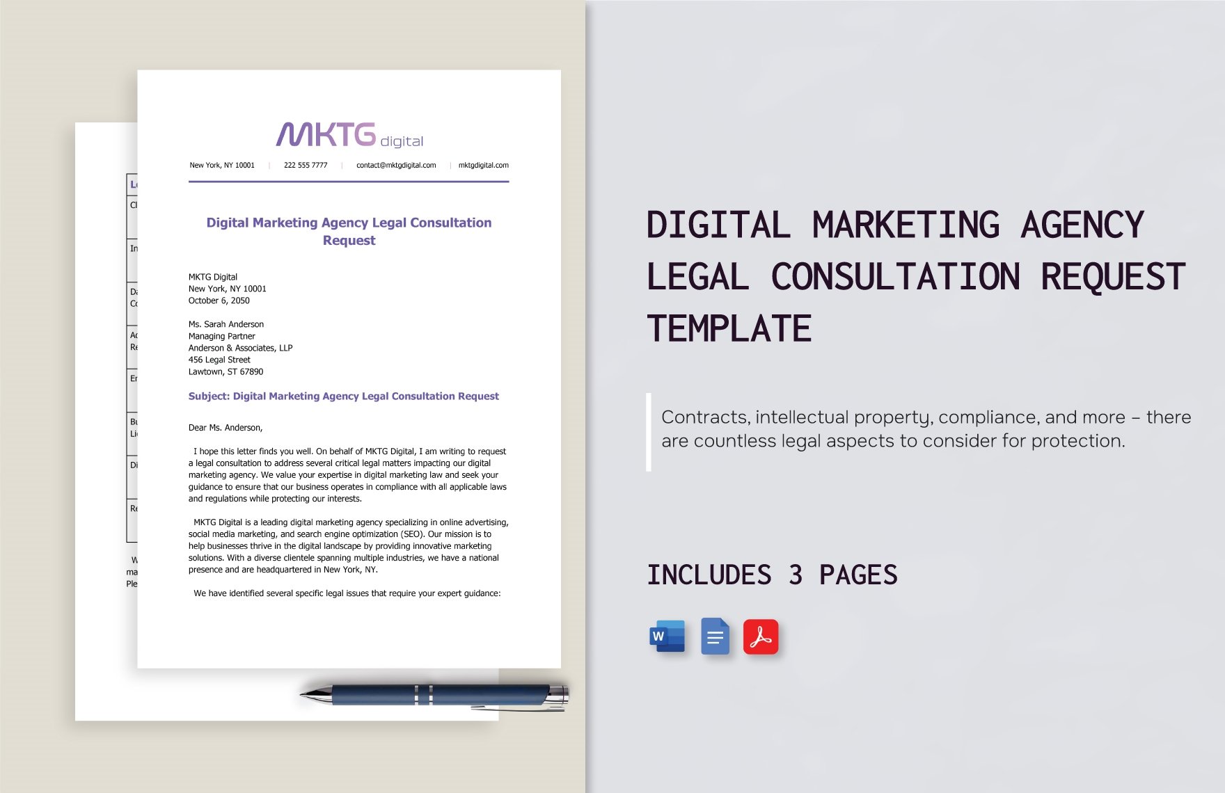 Digital Marketing Agency Legal Consultation Request Template in Word