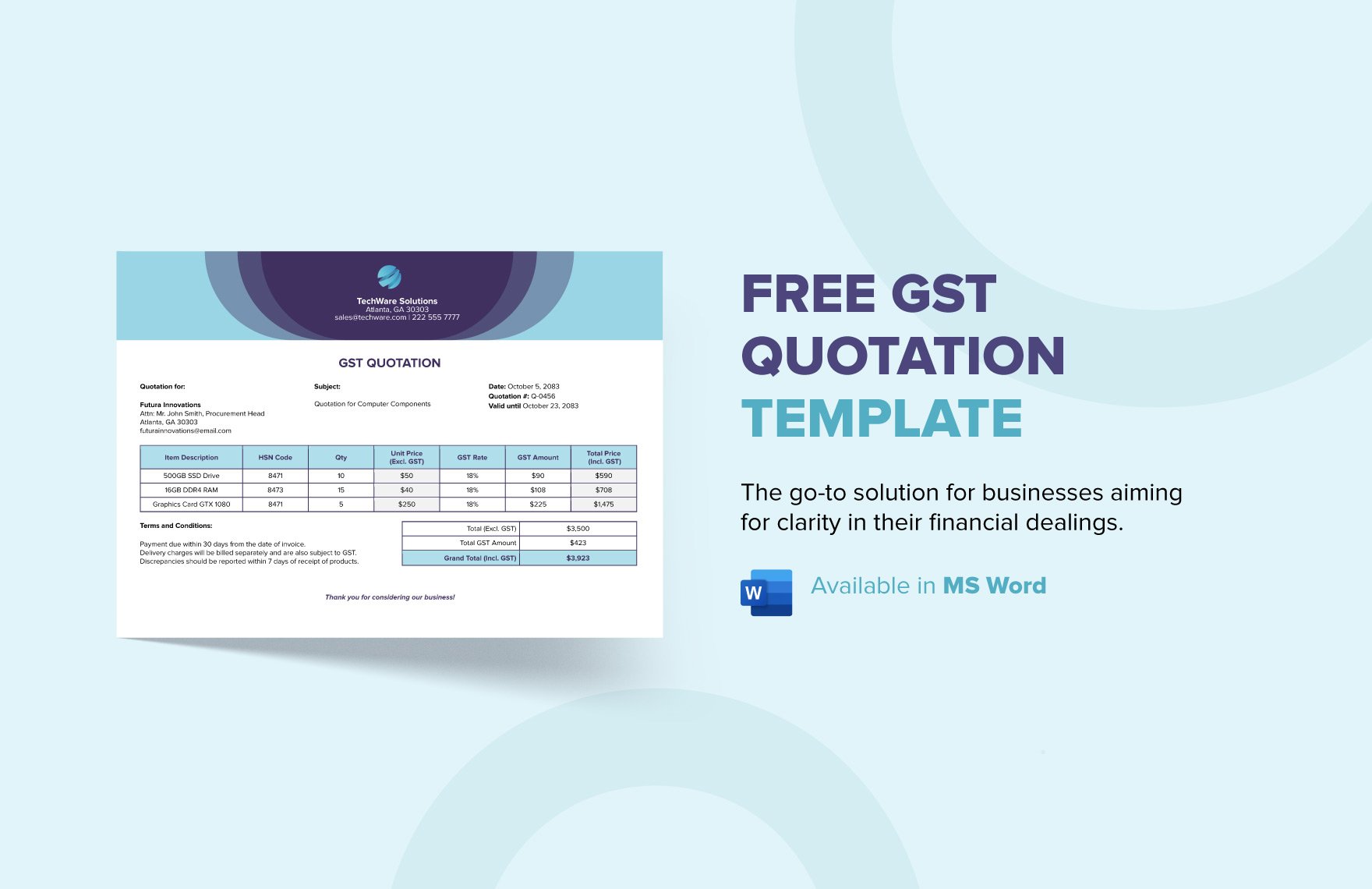 Free GST Quotation Template