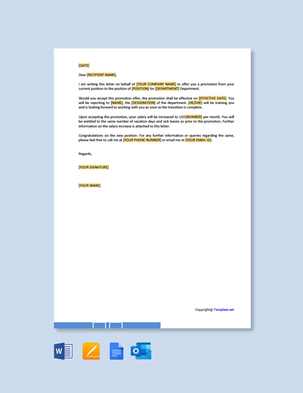 FREE Internal Promotion Offer Letter Template Word Google Docs   Job Promotion Offer Letter 2 