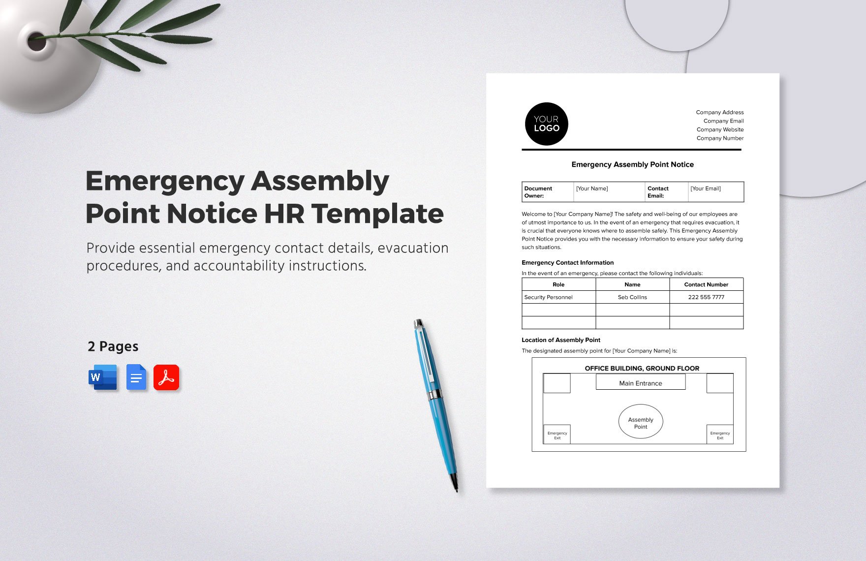 Emergency Assembly Point Notice HR Template