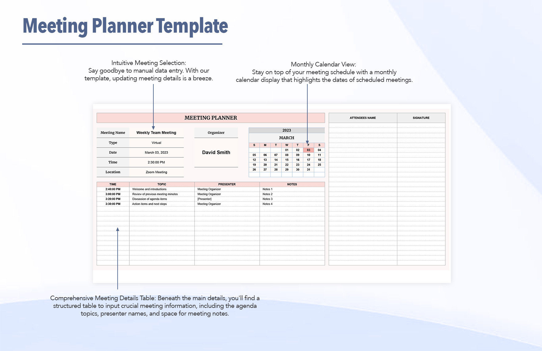 Meeting Planner Template