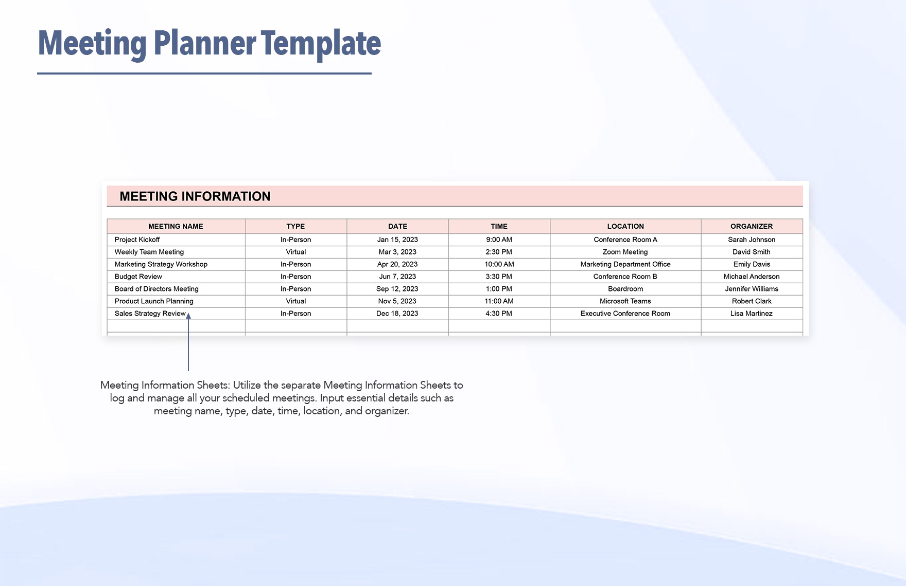 Meeting Planner Template