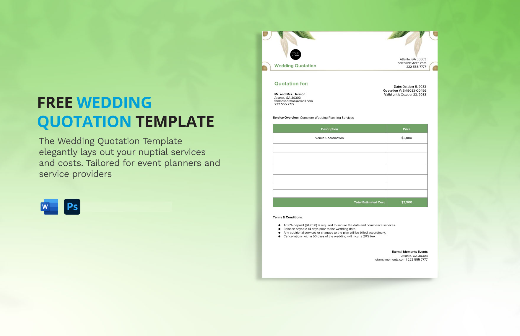 Free Wedding Quotation Template