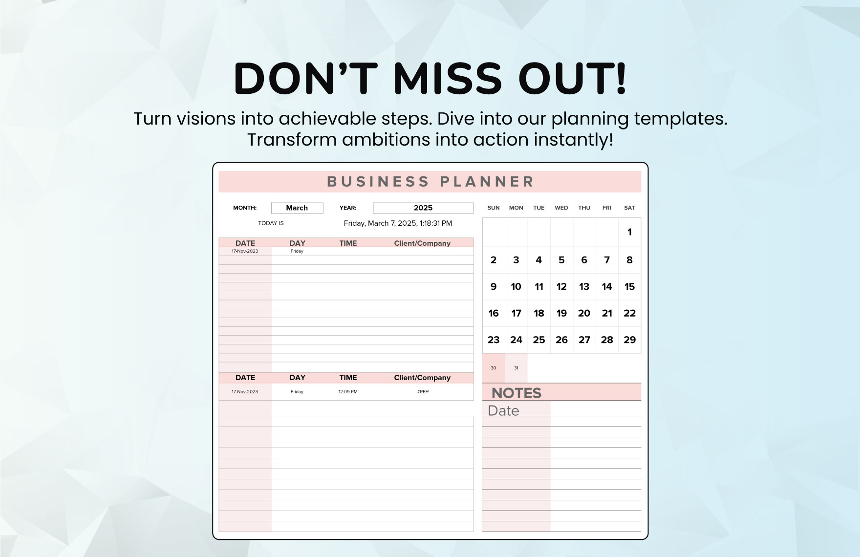 Business Planner Template
