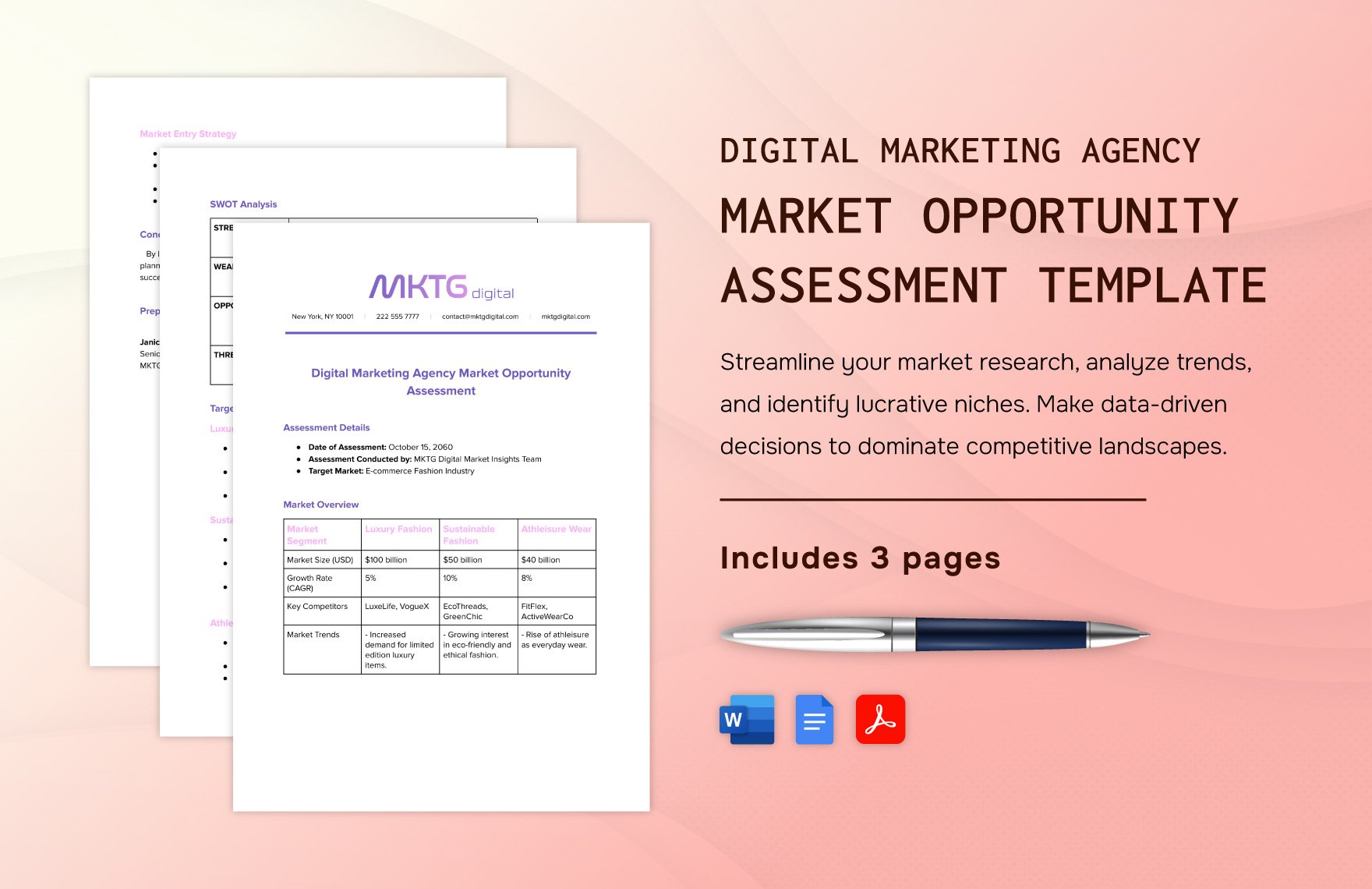 Digital Marketing Agency Market Opportunity Assessment Template
