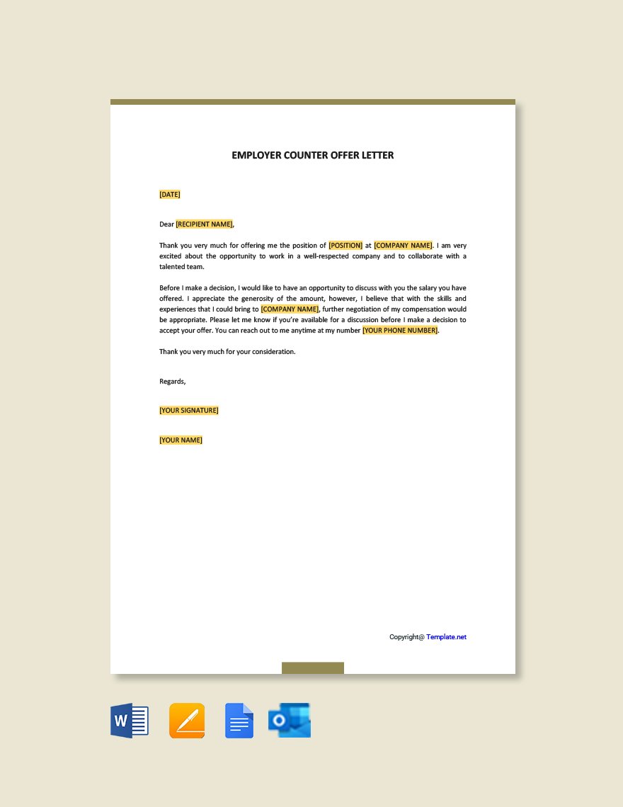 Employer Counter Offer Letter Template