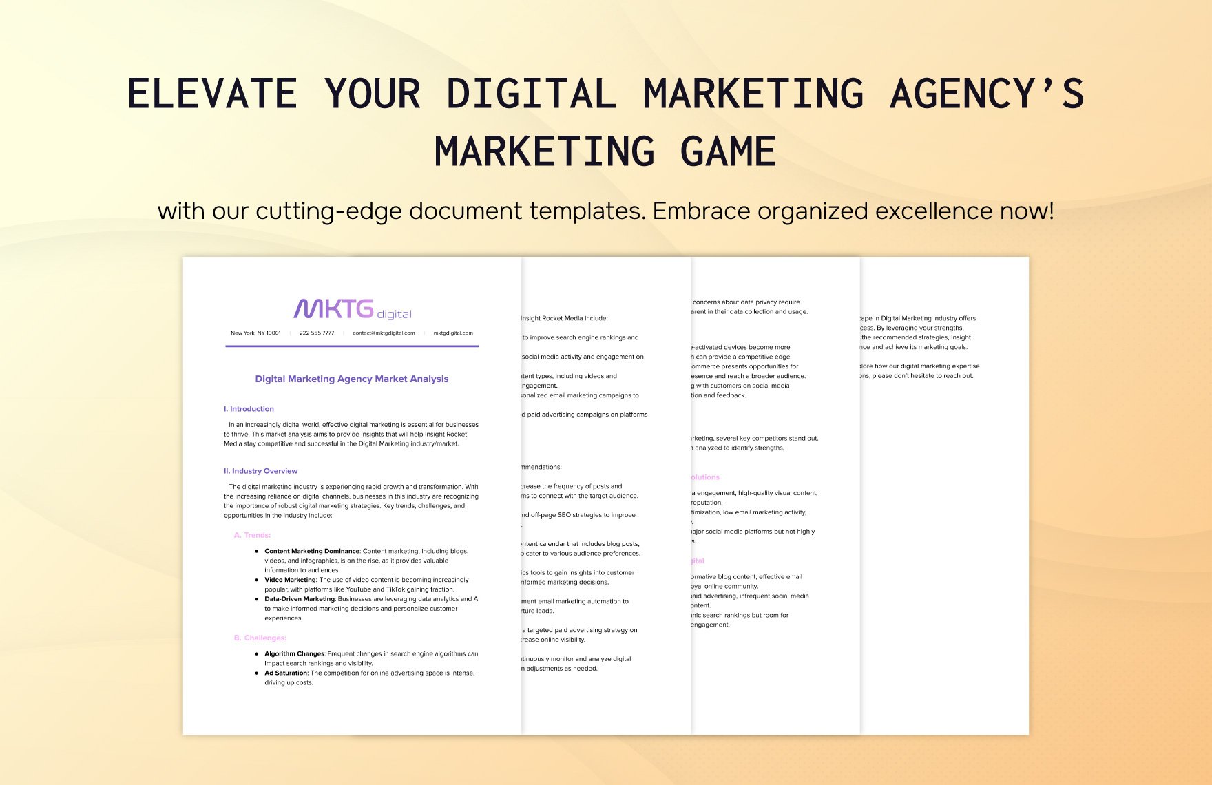 Digital Marketing Agency Market Analysis Template