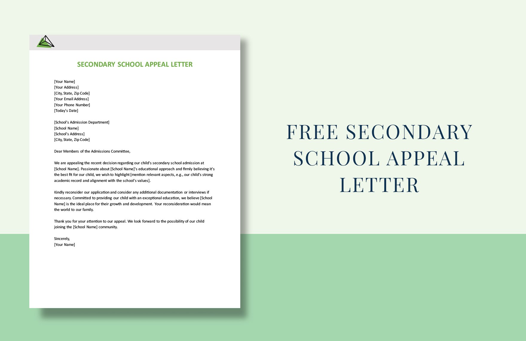 Secondary School Appeal Letter