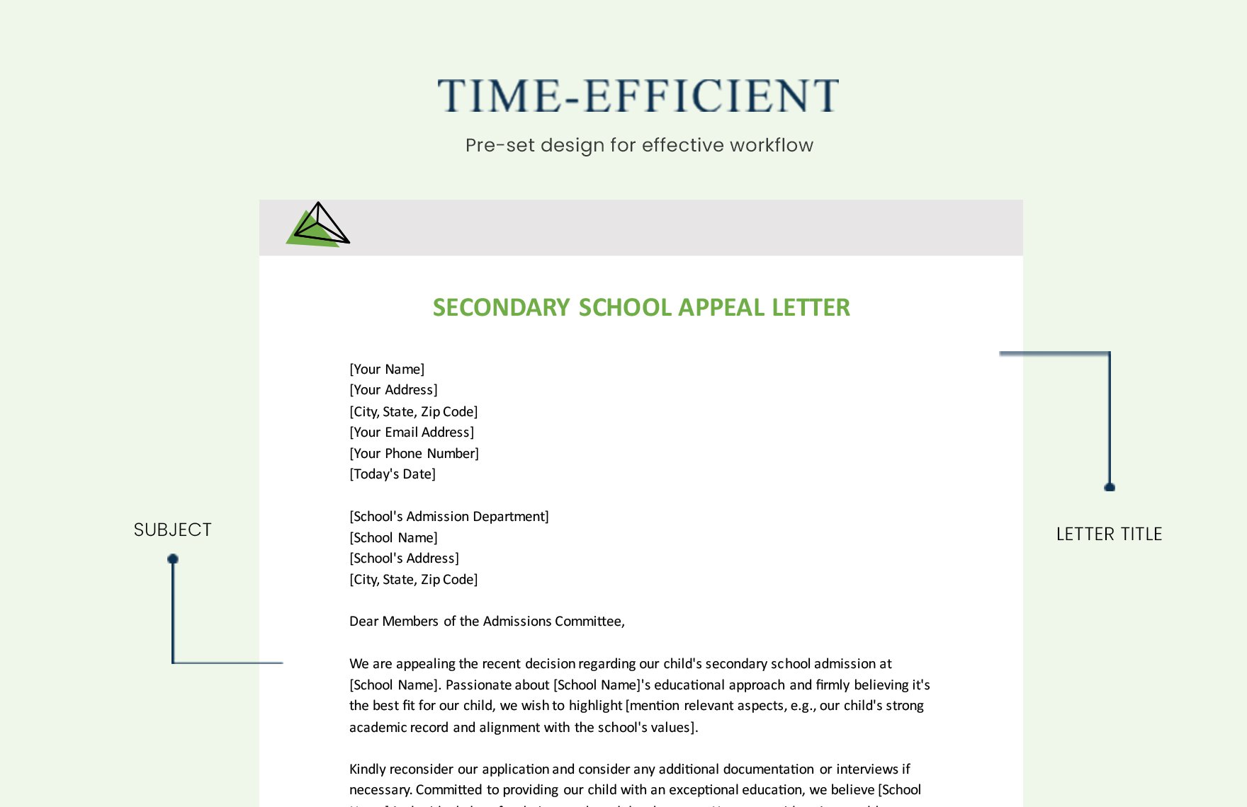 Secondary School Appeal Letter