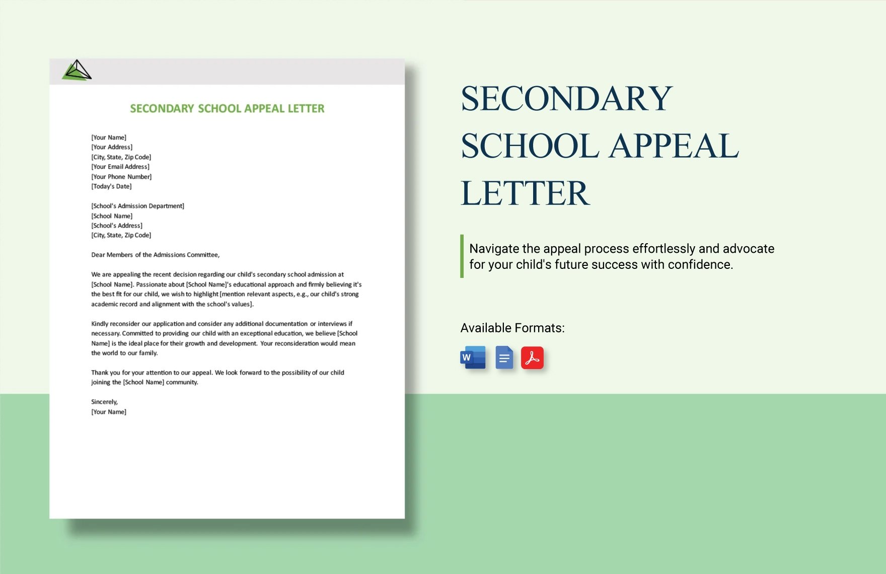 Secondary School Appeal Letter in Word, Google Docs, PDF