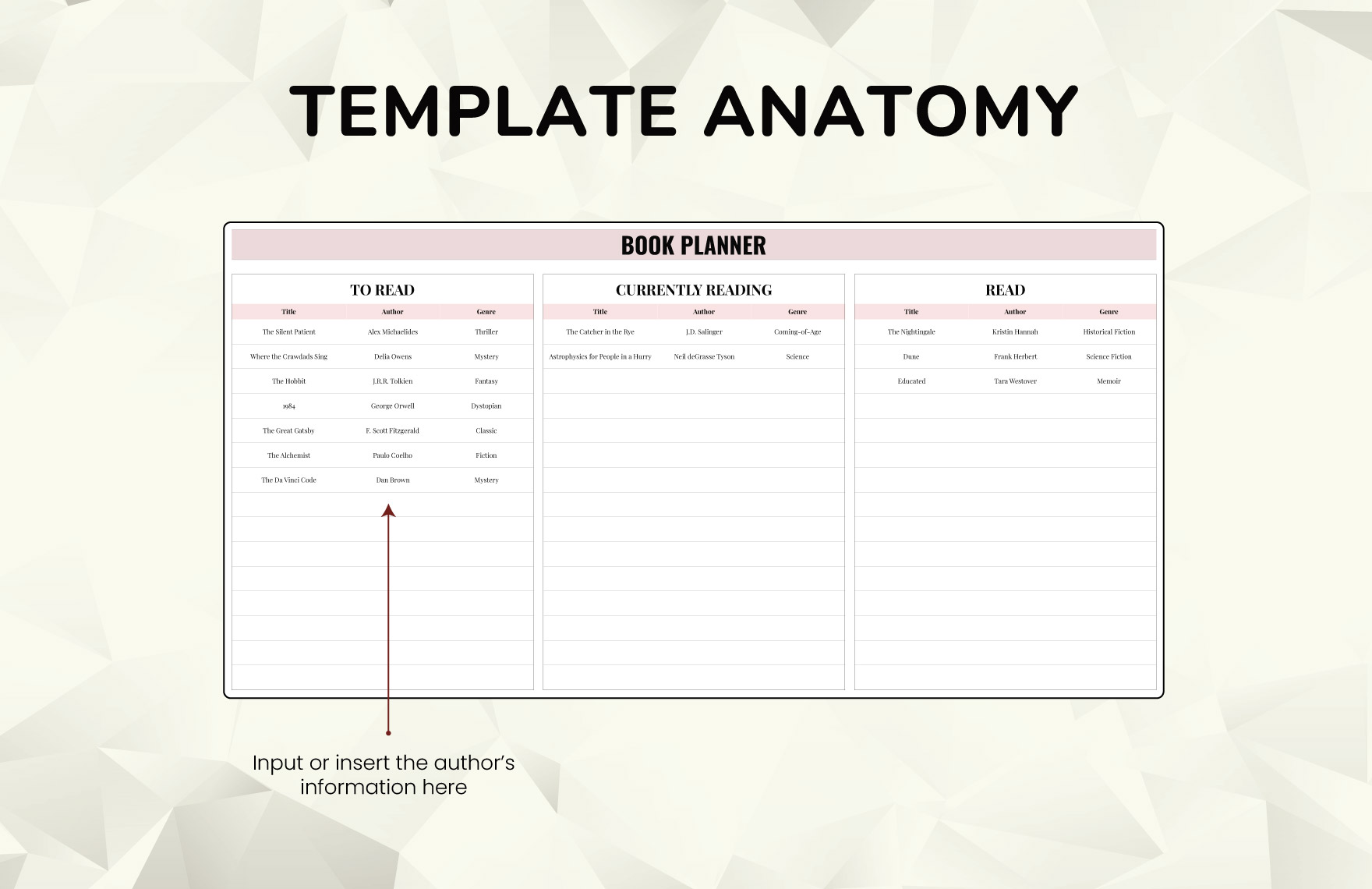 Book Planner Template