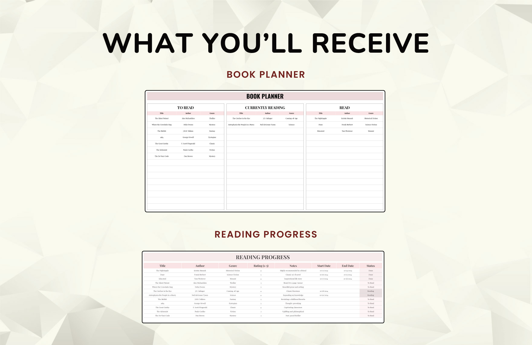 Book Planner Template