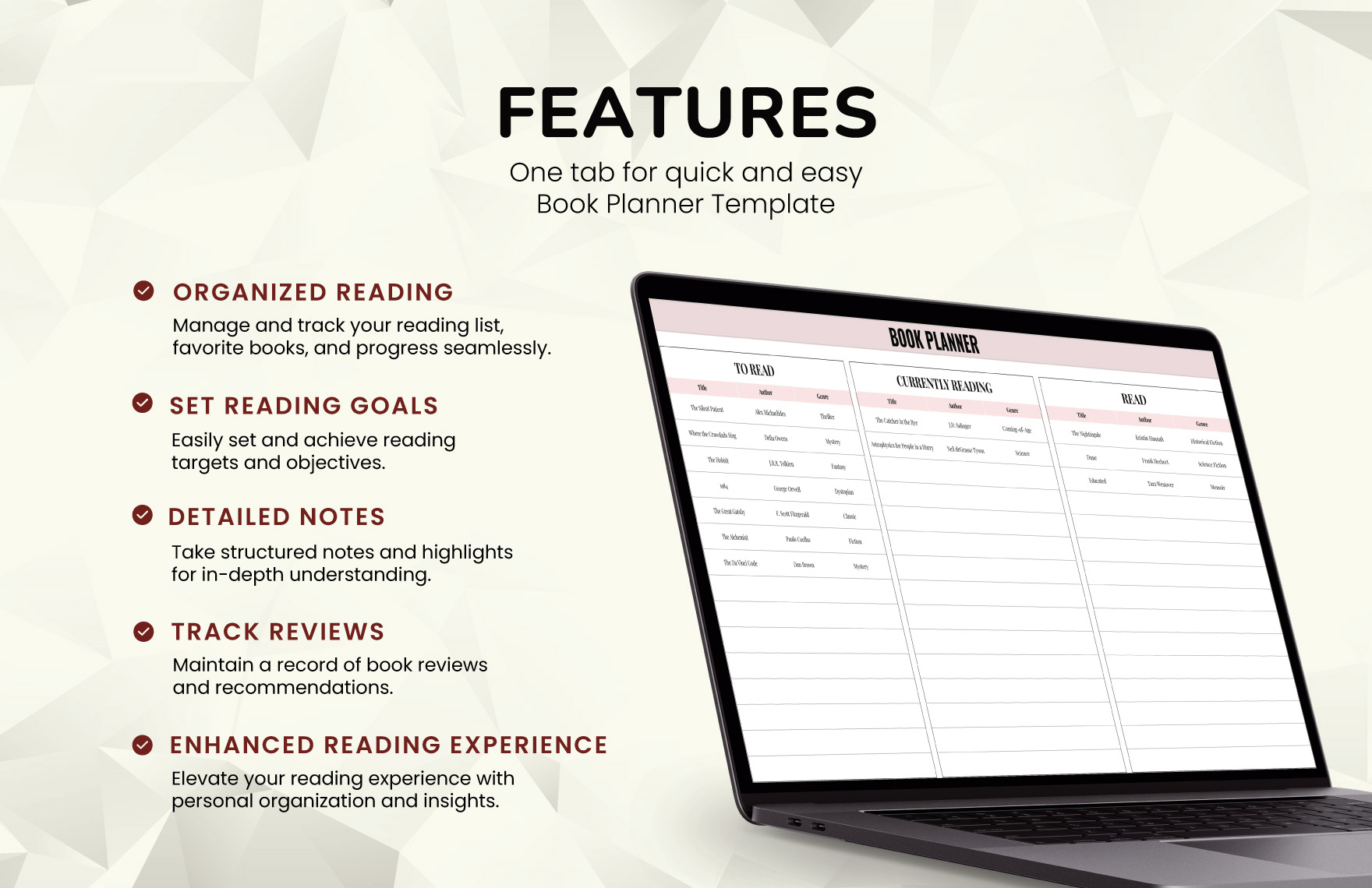 Book Planner Template