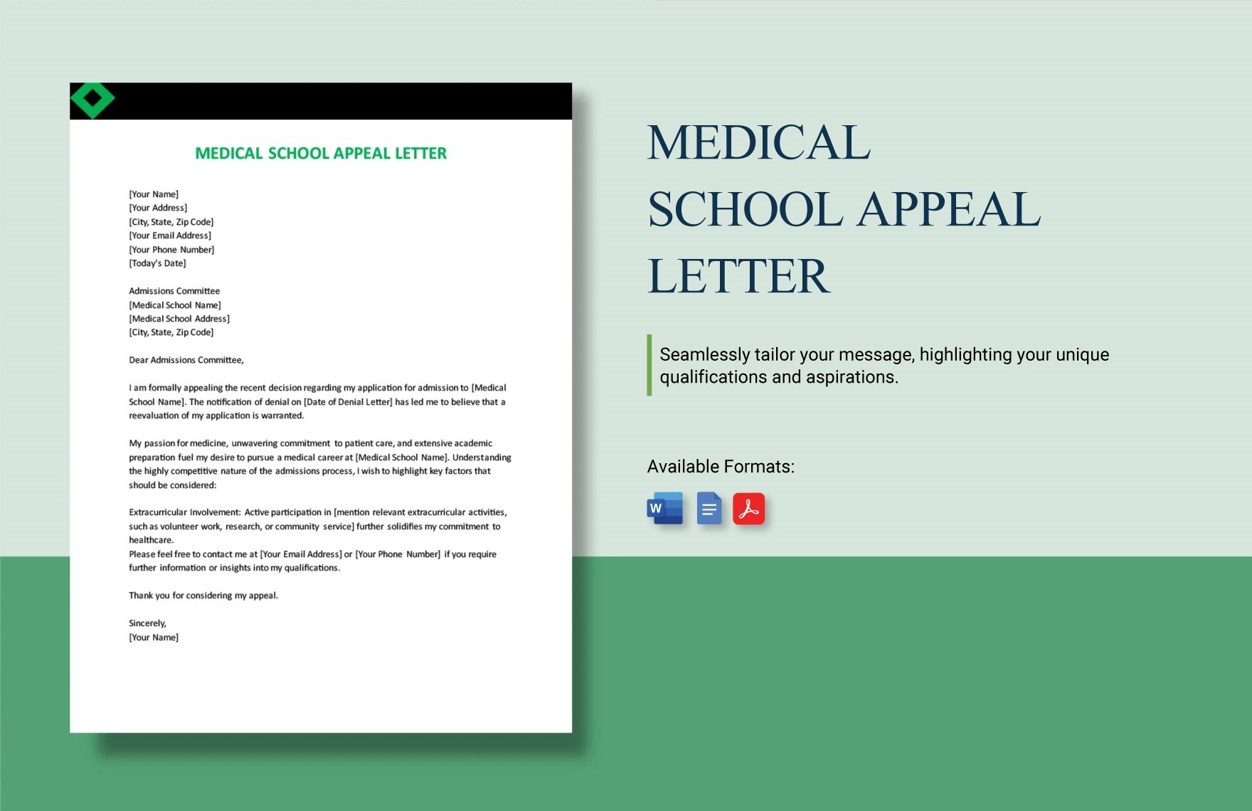Medical School Appeal Letter in Word, Google Docs, PDF