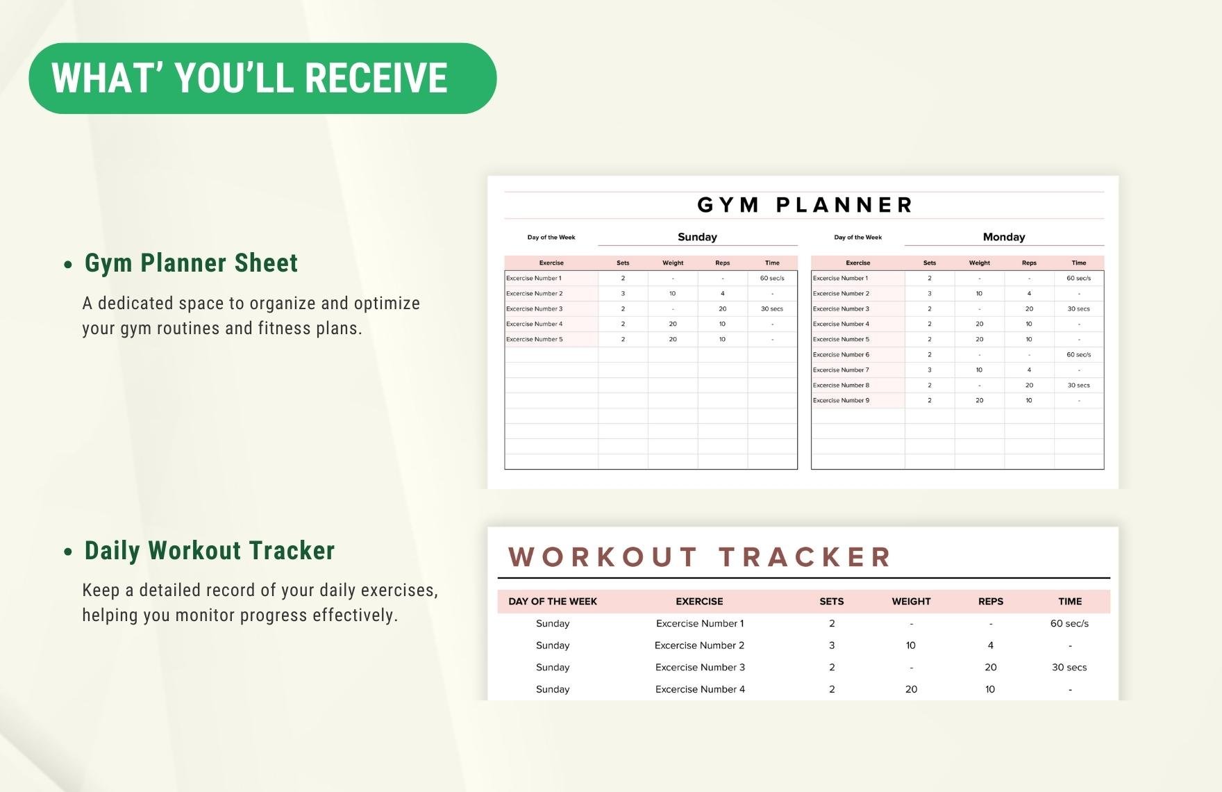 Gym Planner Template