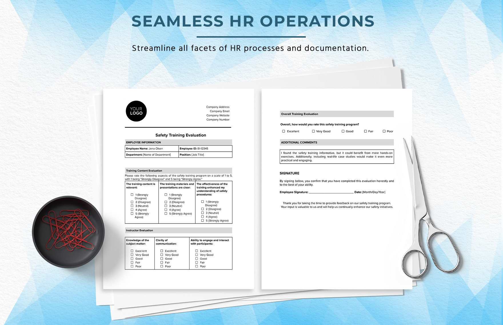 Safety Training Evaluation HR Template