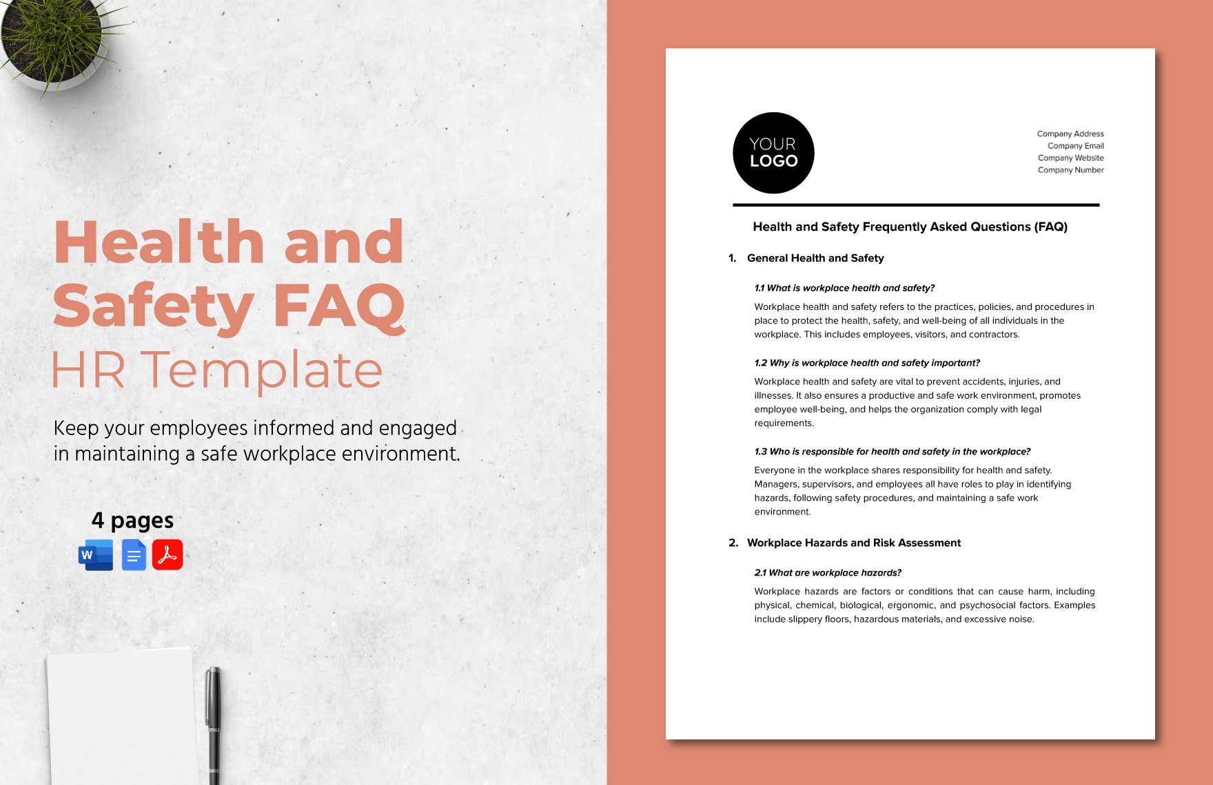Health and Safety FAQ HR Template in Word, Google Docs, PDF