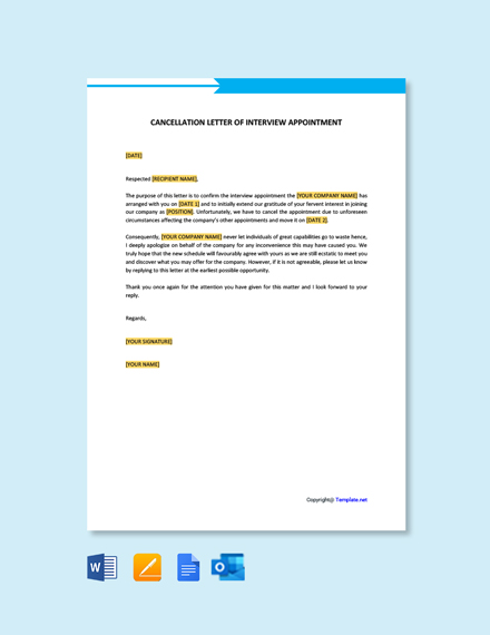 Free Reschedule Interview Appointment Letter Template - Google Docs ...