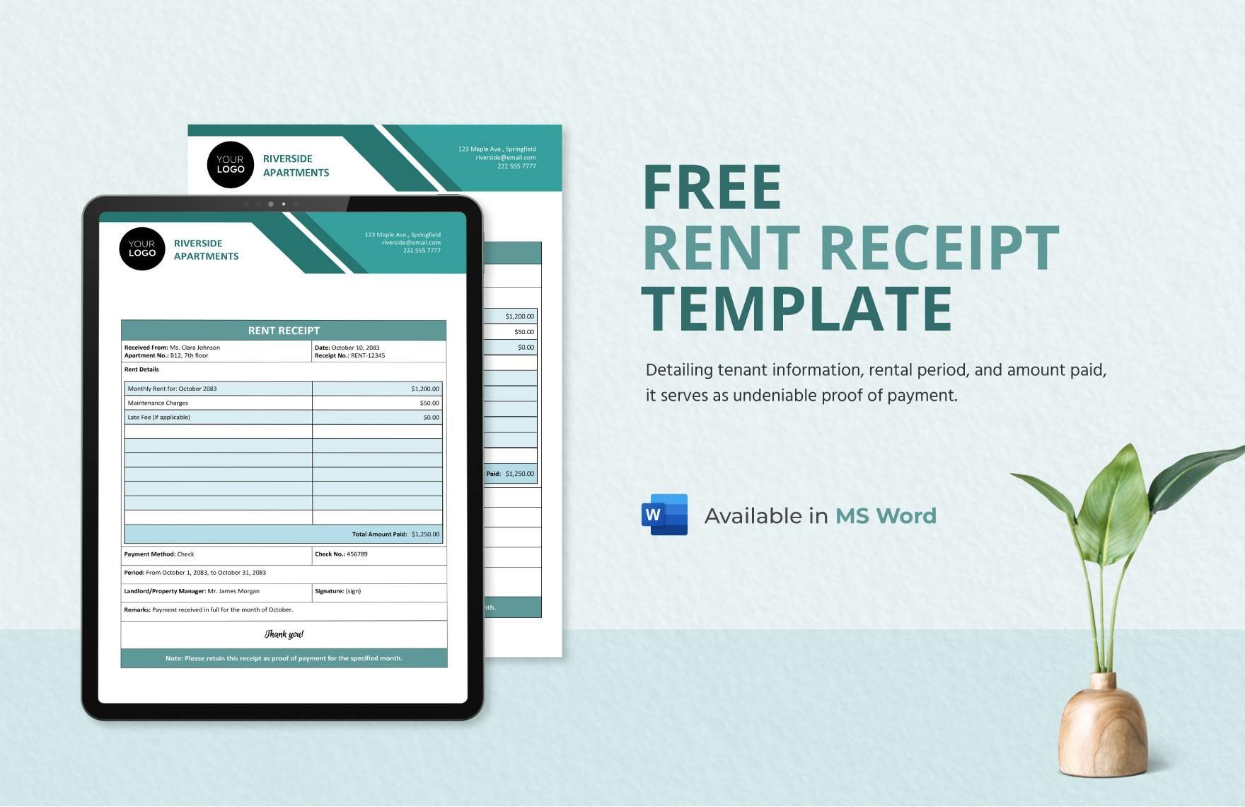 Free Rent Receipt Template - Download in Word | Template.net