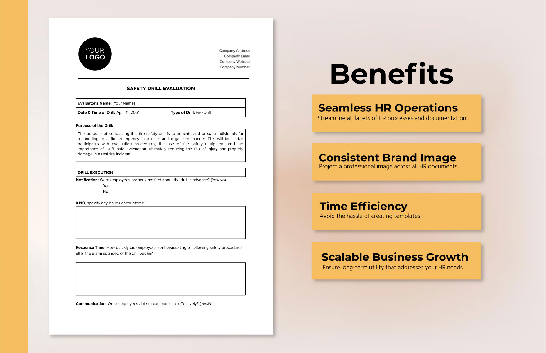 Safety Drill Evaluation HR Template