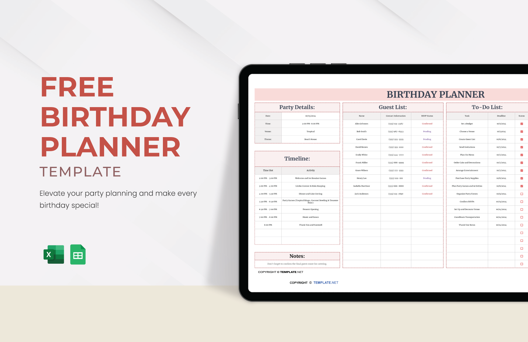 Birthday Planner Template