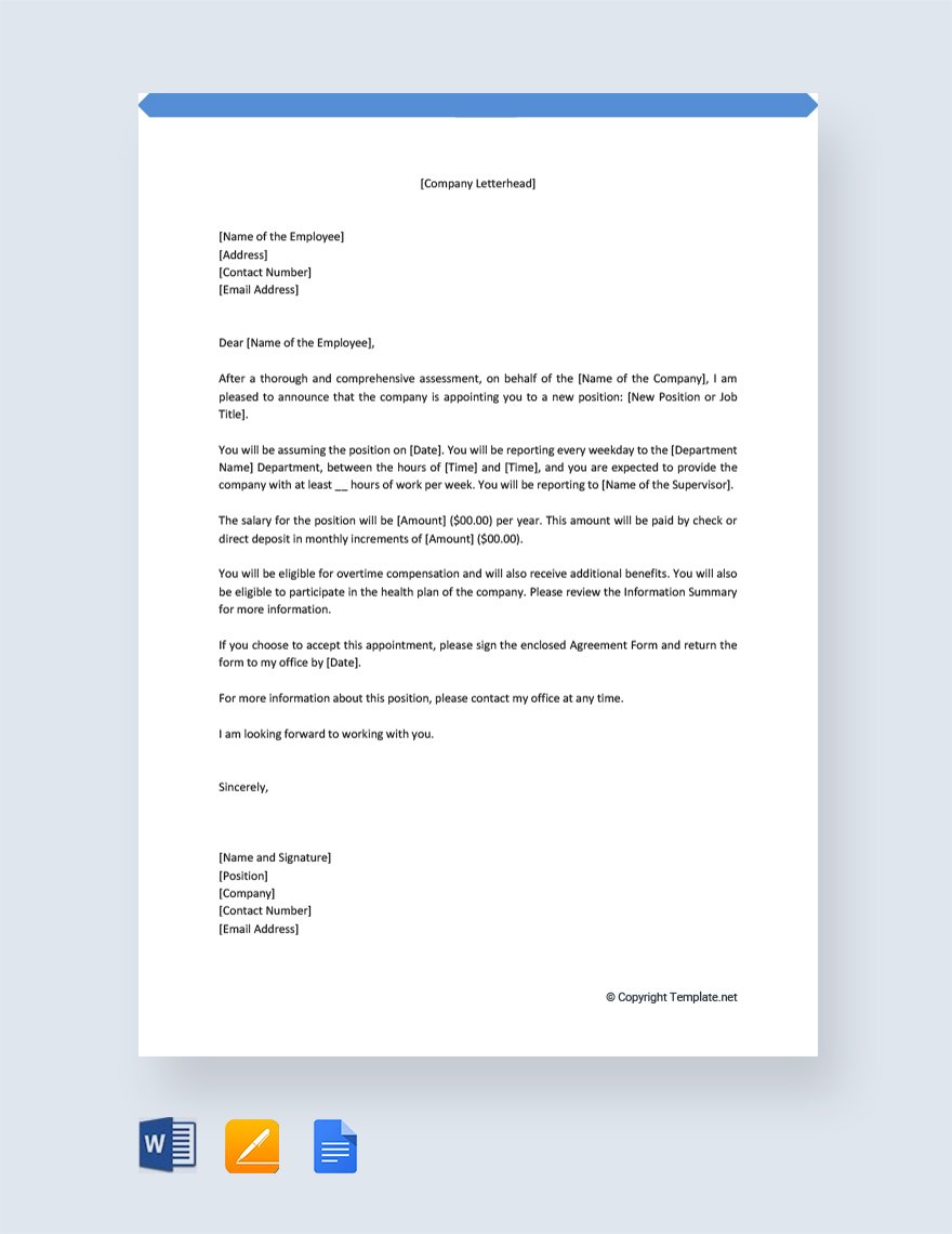 Company Appointment Letter For Employee