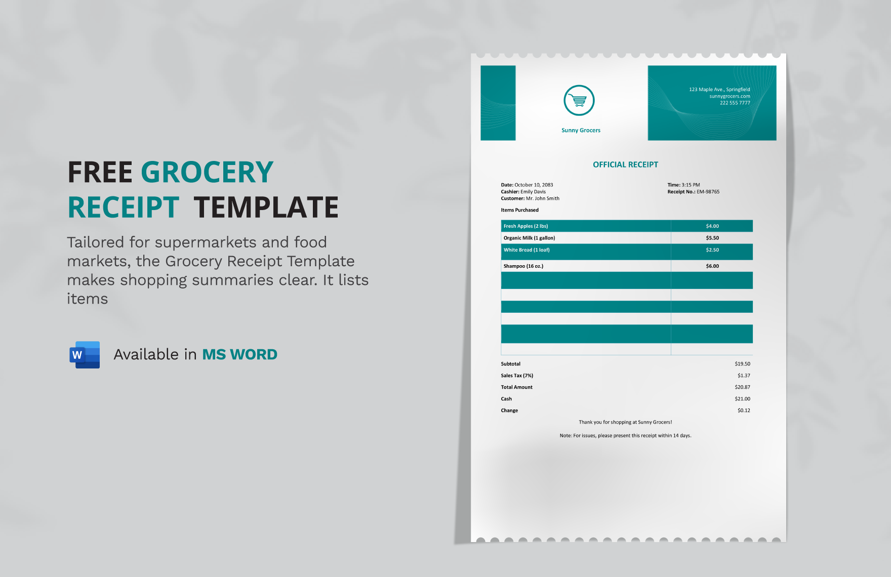 Free Grocery Receipt Template Download In Word Template