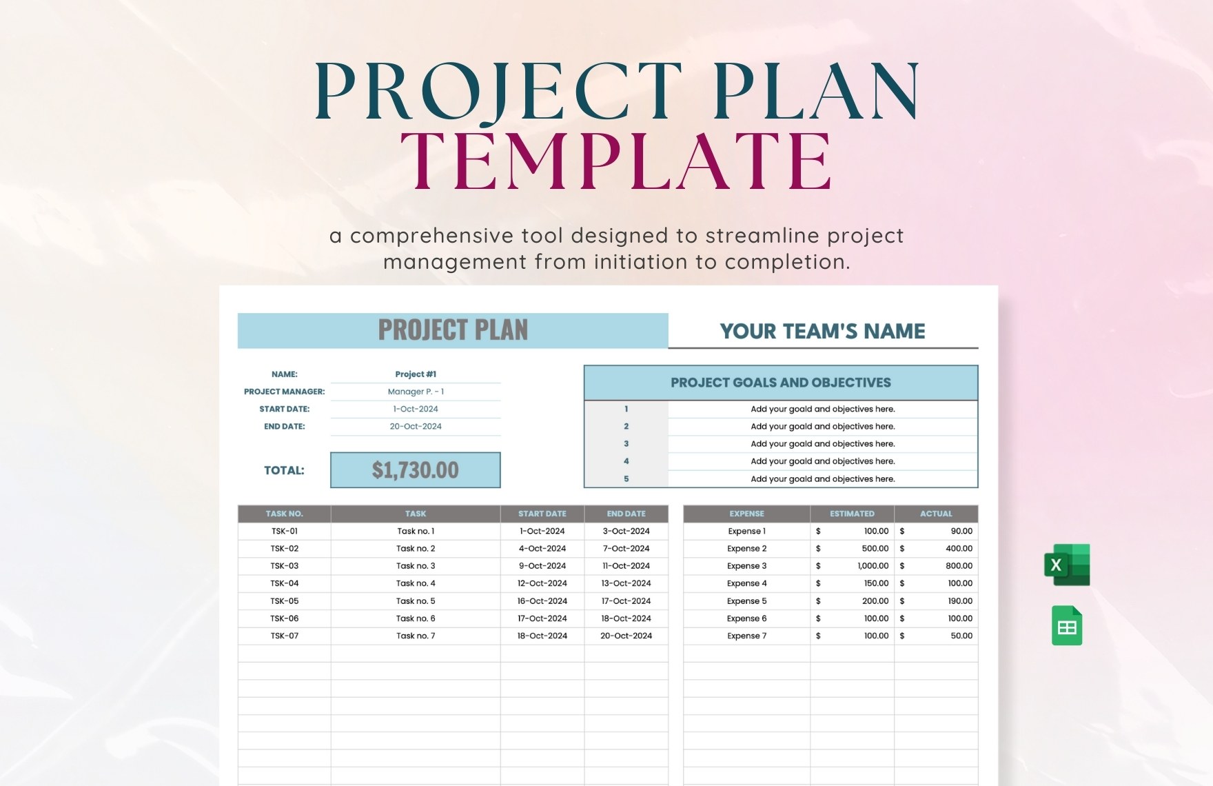Free Plan Sheet Templates Editable And Printable