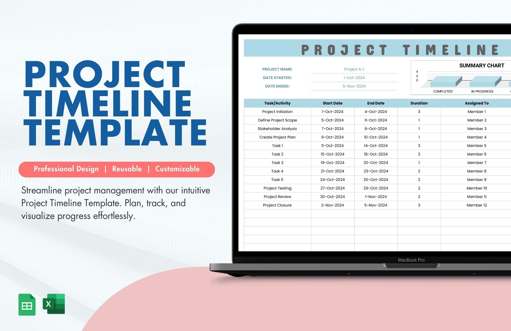 Free Project Timeline Template in Excel, Google Sheets