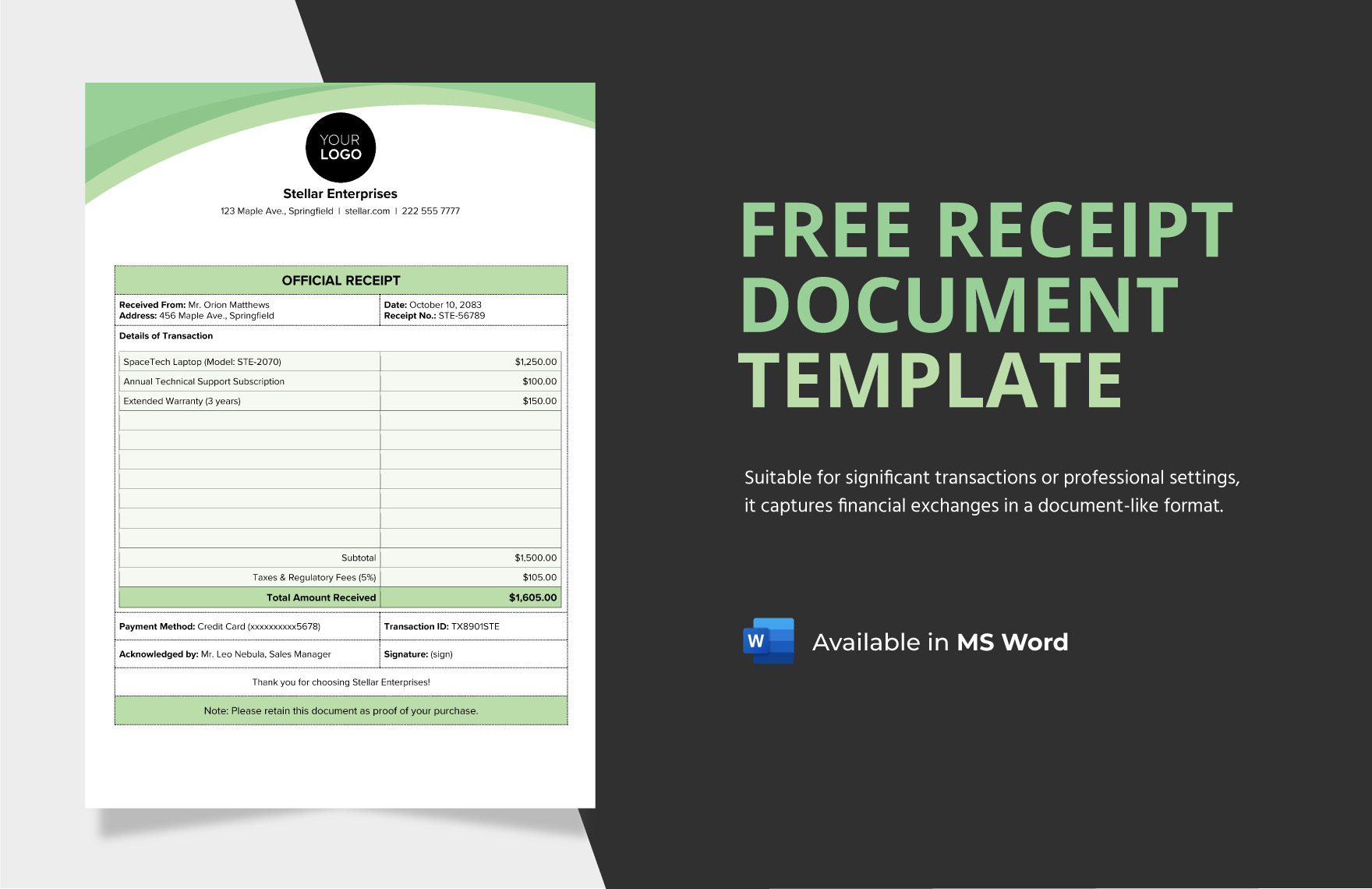 Free Receipt Document Template - Download in Word | Template.net