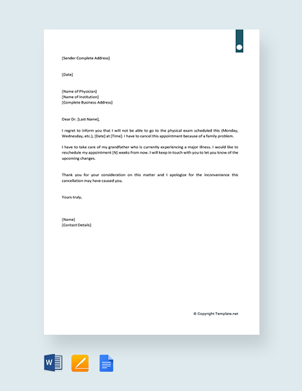 FREE Appointment Cancellation Letter at Last Minute Template - Word ...