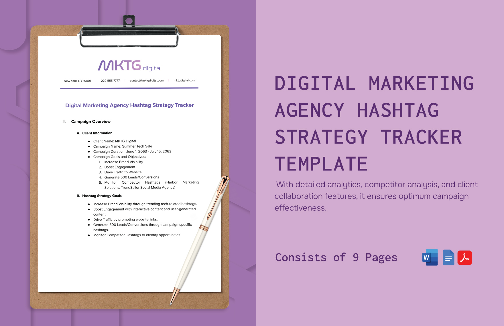 Digital Marketing Agency Hashtag Strategy Tracker Template
