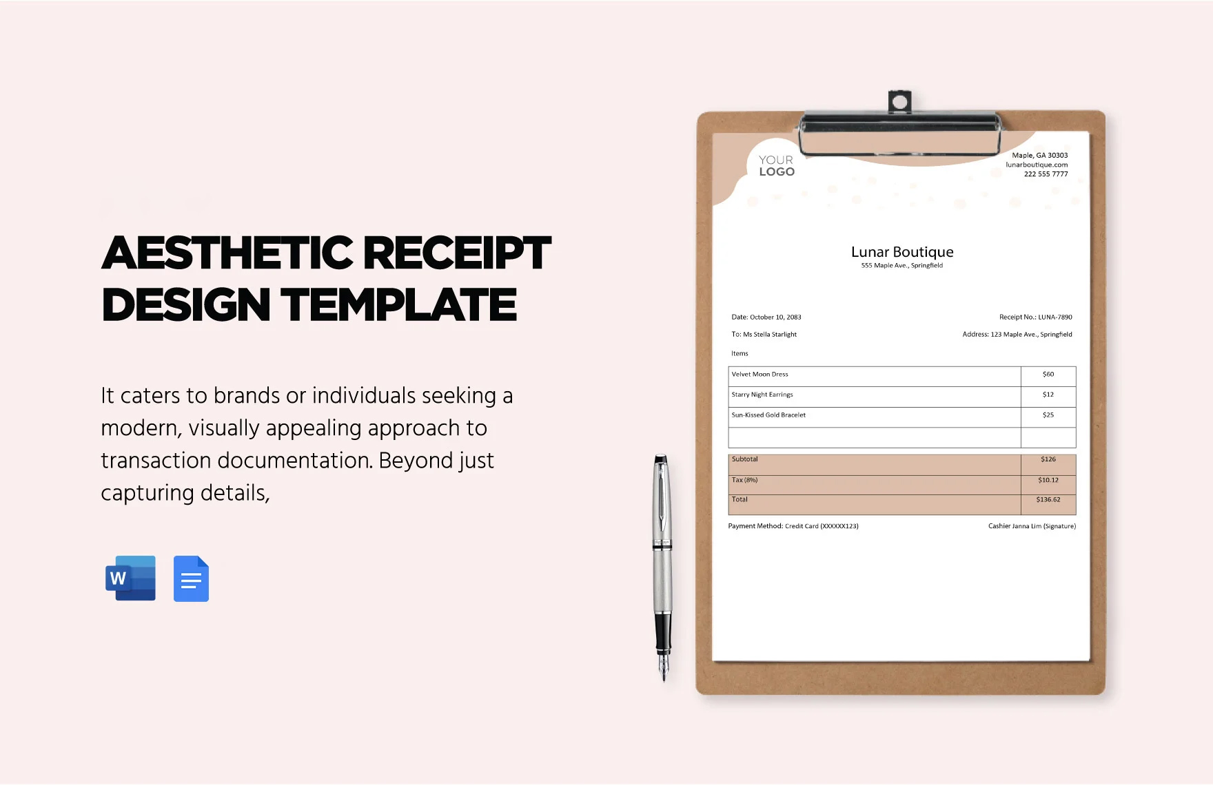 Aesthetic Receipt Design Template in Word, Google Docs - Download | Template.net