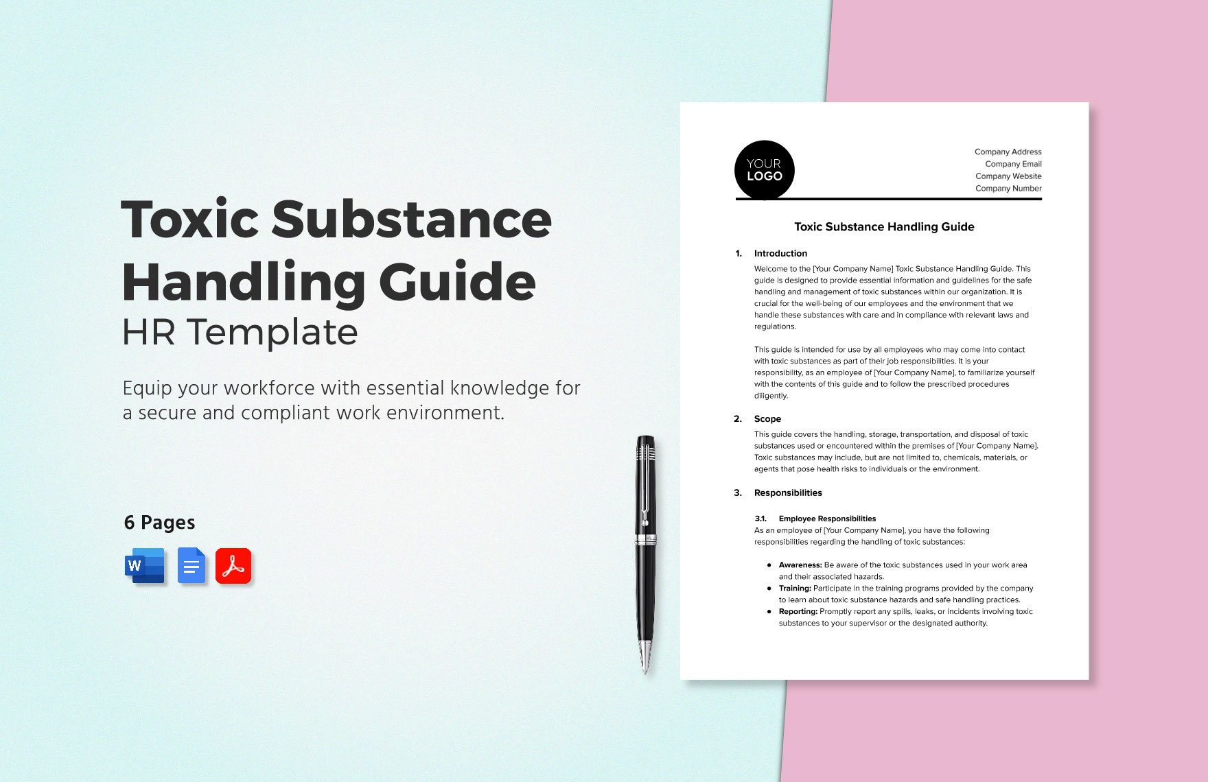 Toxic Substance Handling Guide HR Template in Word, Google Docs, PDF