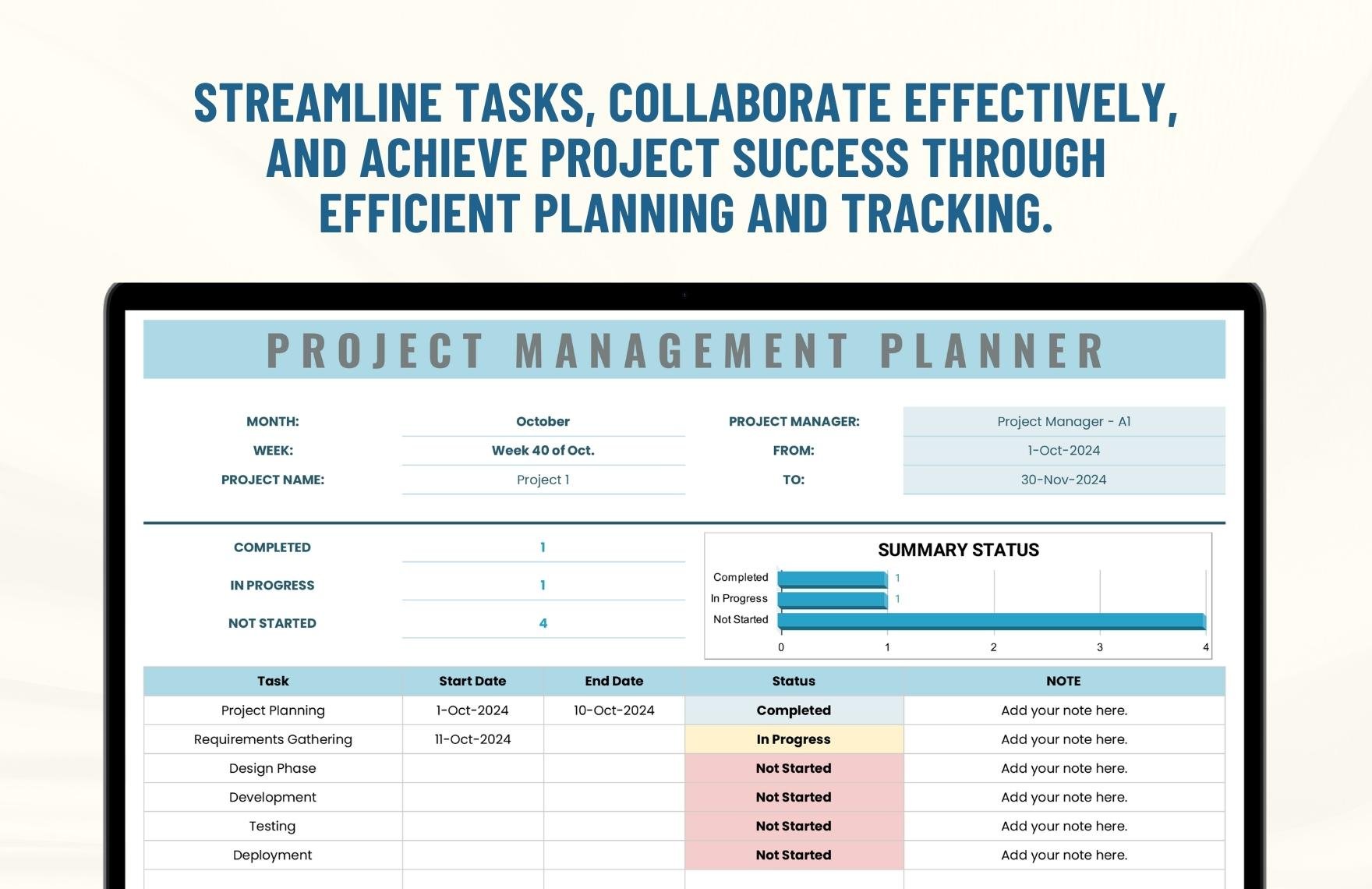 Weekly Project Management Status Template