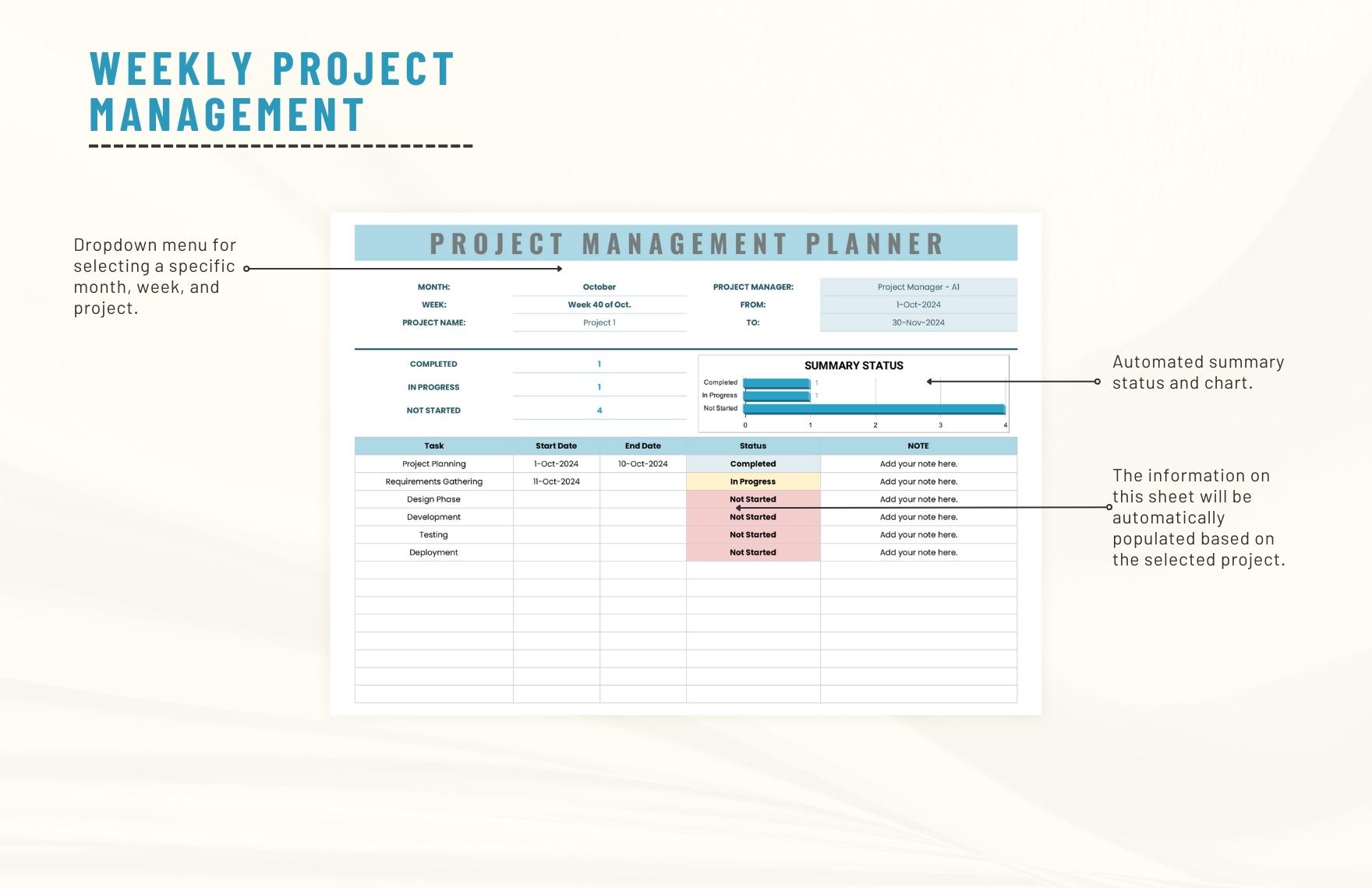 Weekly Project Management Status Template