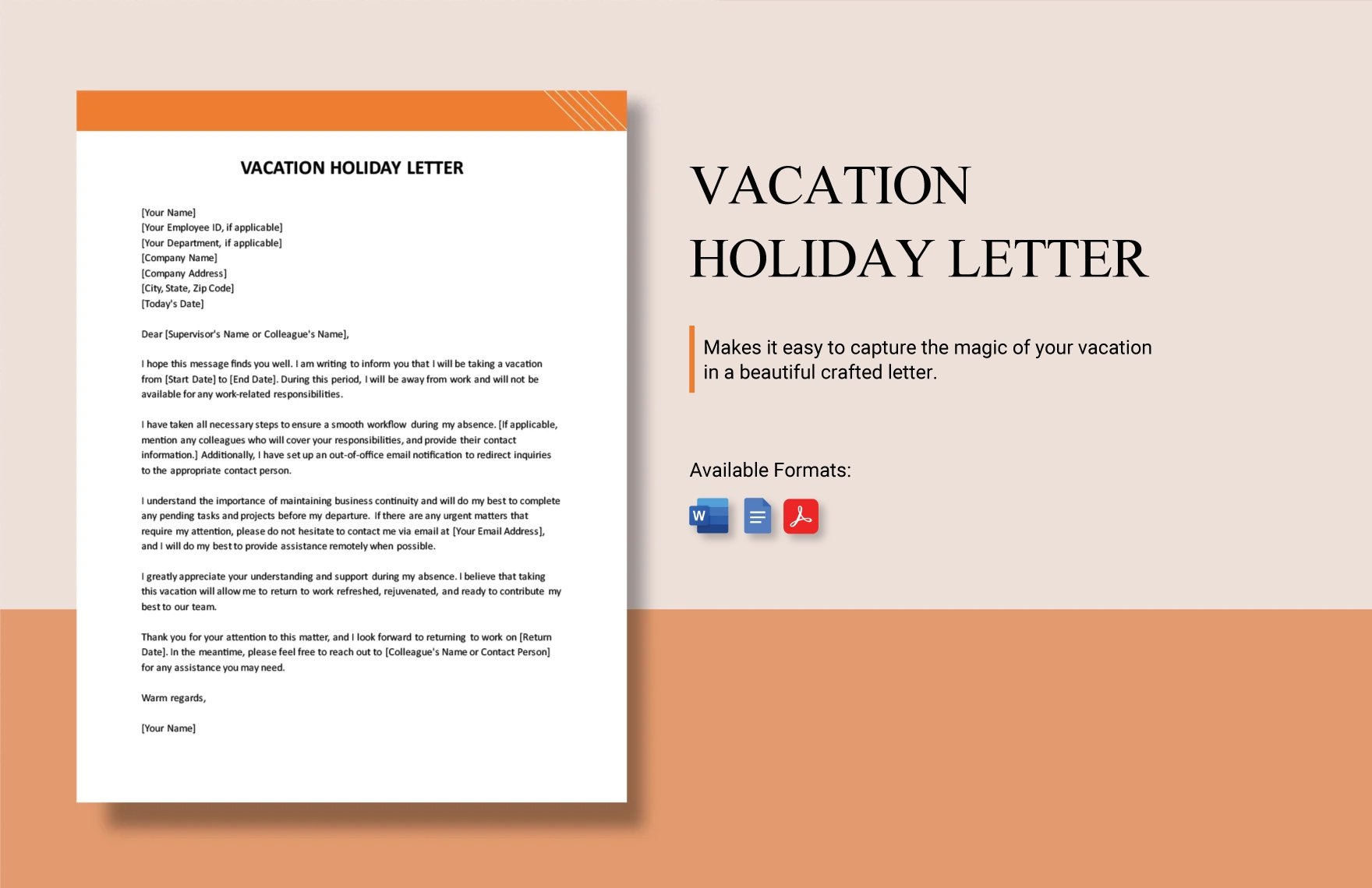 Vacation Holiday Letter in Word, Google Docs, PDF