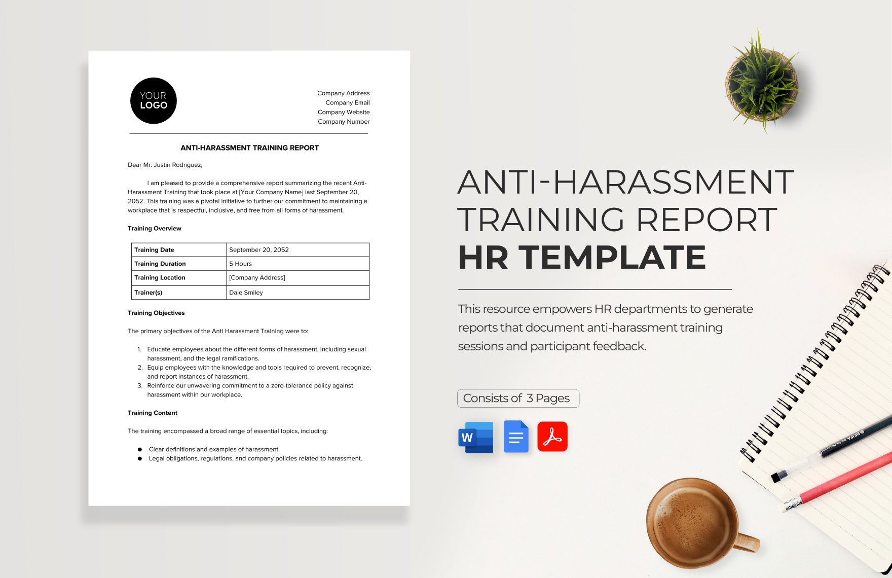 Anti-harassment Training Report HR Template