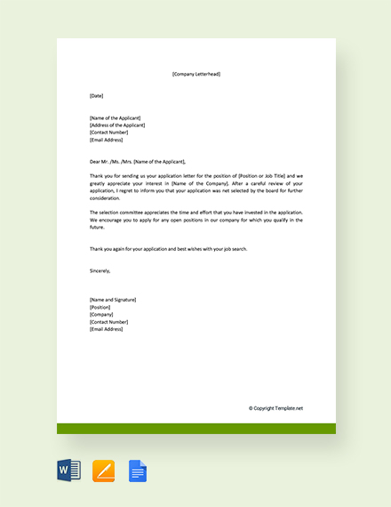 FREE Polite Rejection Letter for Job Offer Template - Word | Google ...