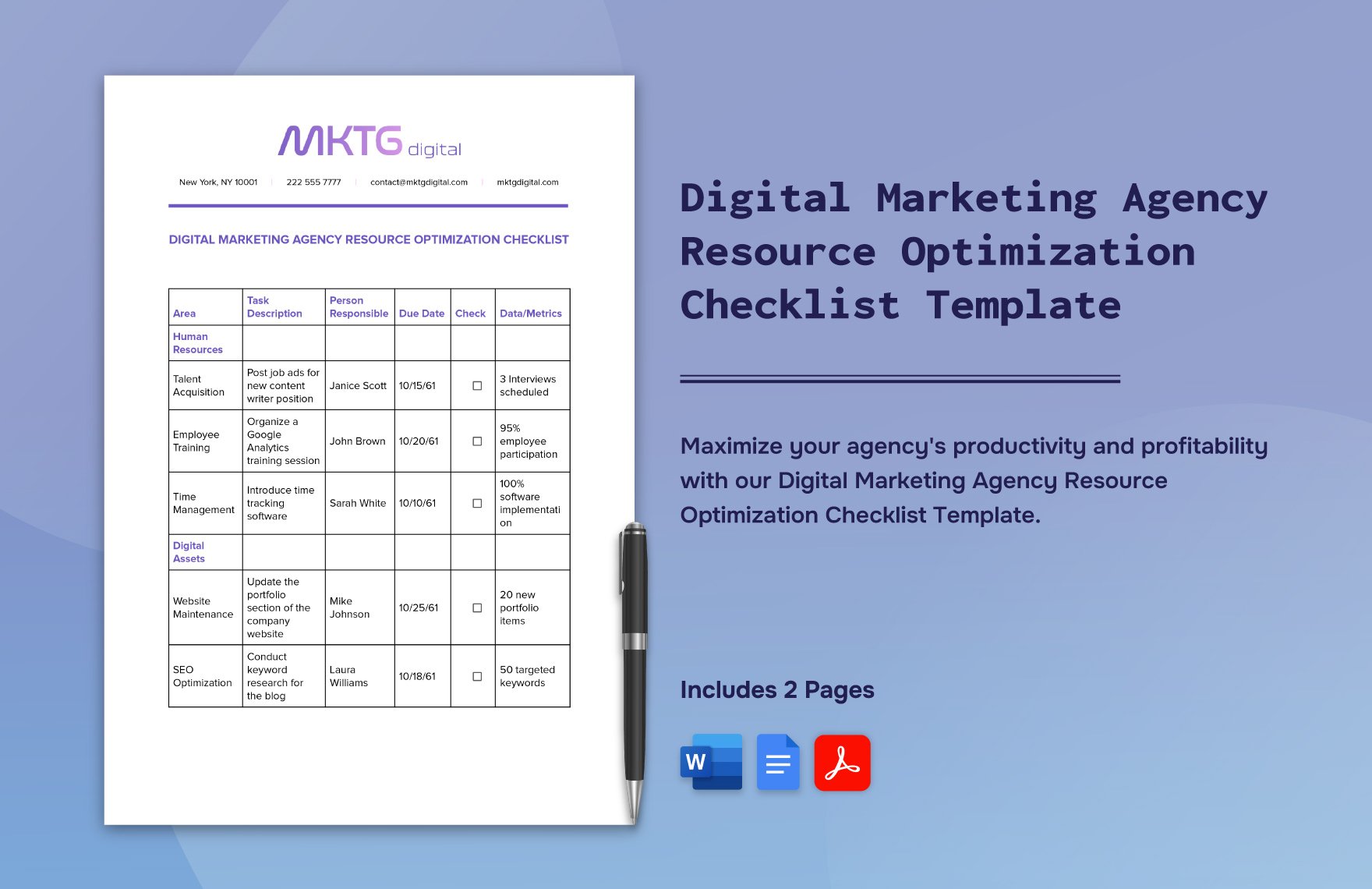 Digital Marketing Agency Resource Optimization Checklist Template