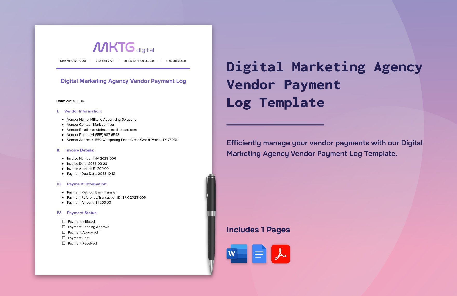 digital-marketing-agency-vendor-payment-log