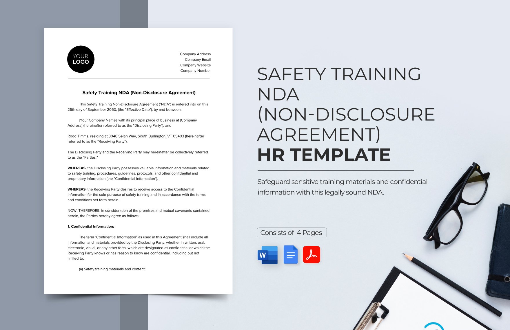 Safety Training NDA (Non-Disclosure Agreement) HR Template