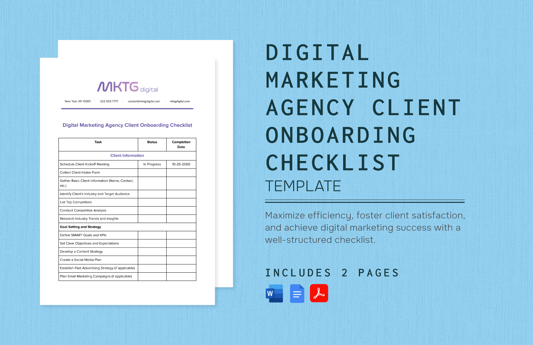 Digital Marketing Agency Client Onboarding Checklist Template