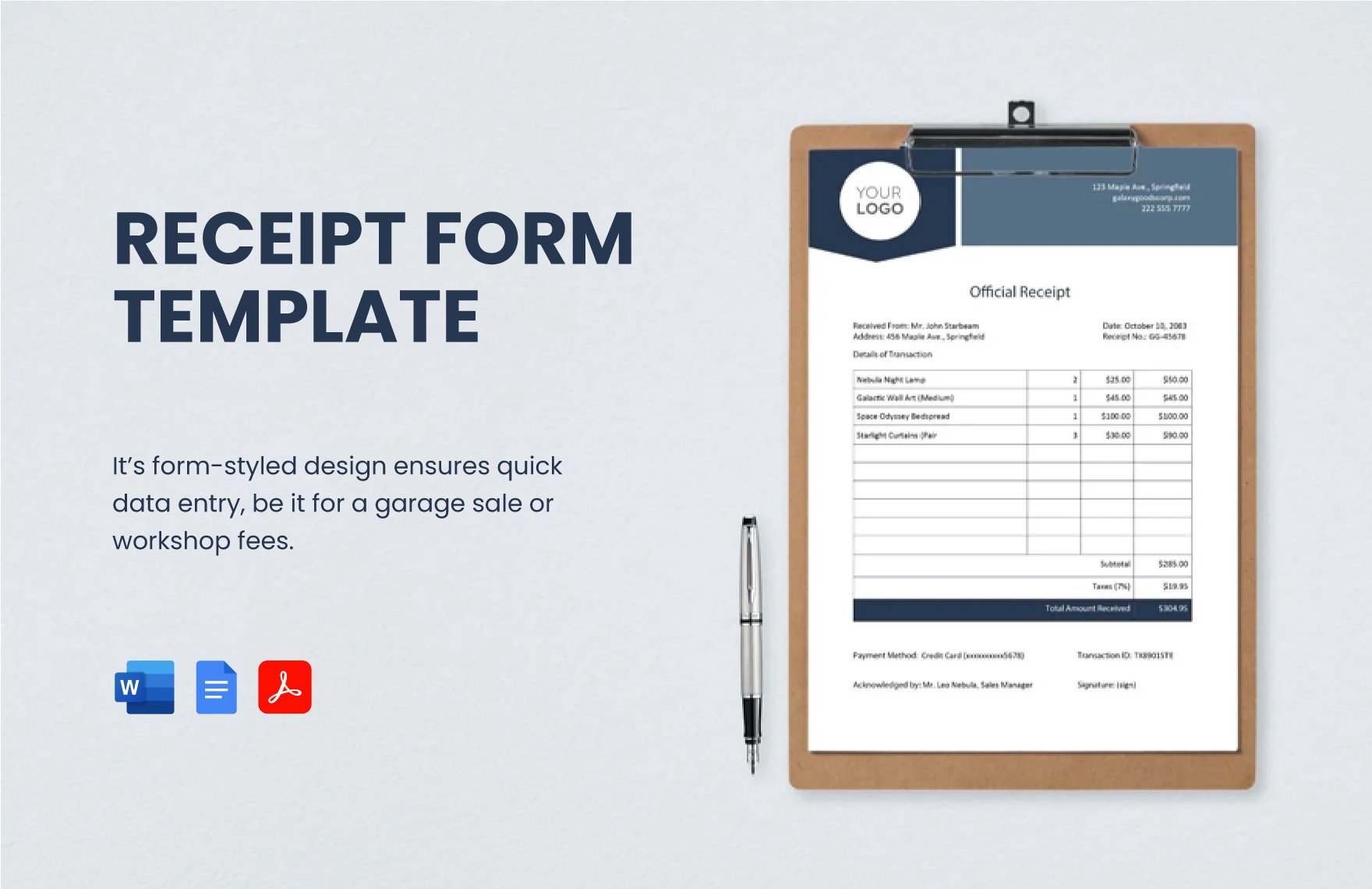 Free Receipt Form Template in Word, Google Docs, PDF